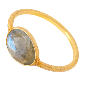 Bague en argent sterling 925 avec pierre précieuse de labradorite naturelle avec bague unie plaquée or bijoux bague à la mode pour cadeau de mariage. - Product Image 4