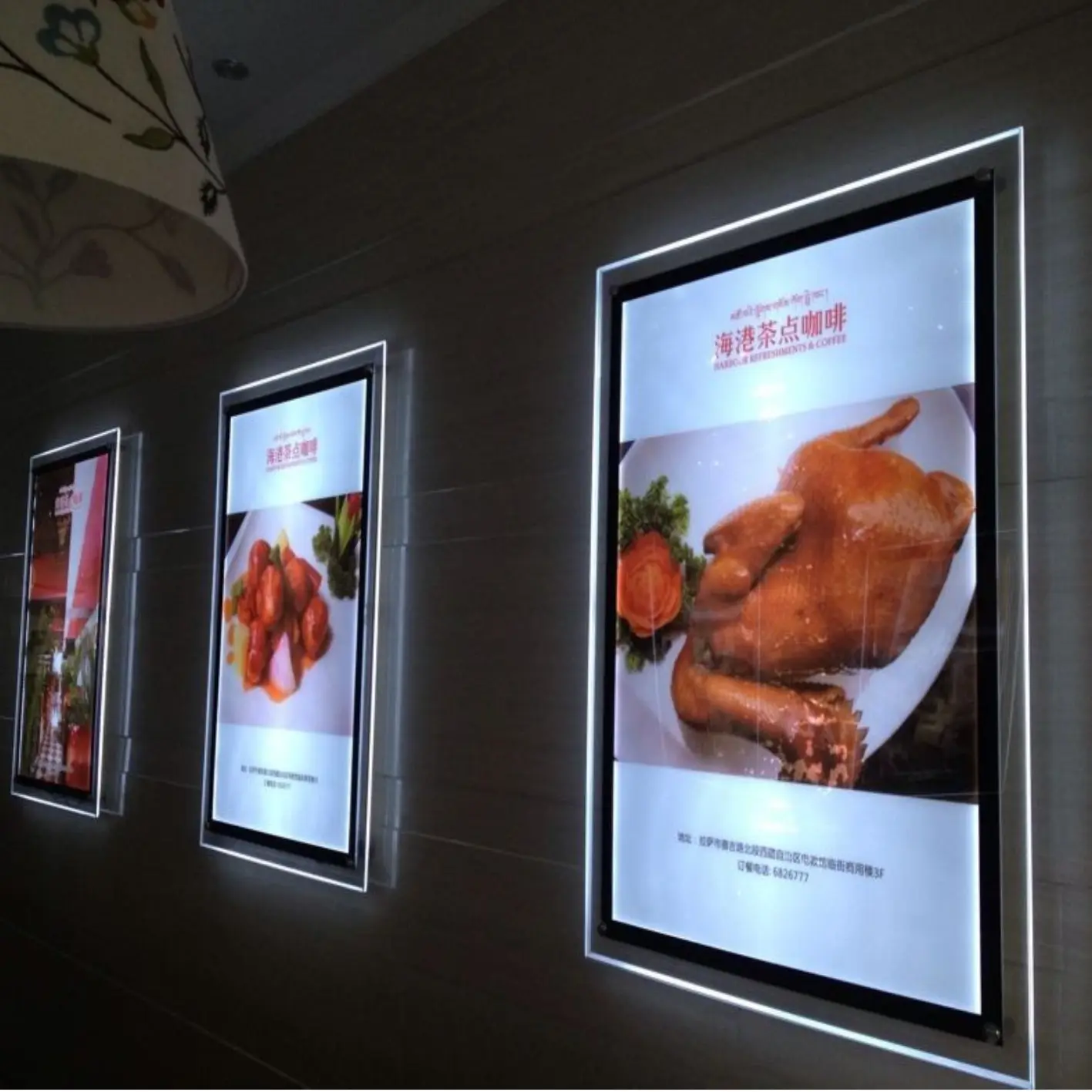 फैक्टरी dircely बेचने दीवार घुड़सवार A2 A3 एलईडी रेस्तरां मेनू प्रकाश बॉक्स पोस्टर भोजन प्रदर्शन प्रबुद्ध प्रकाश मेनू बोर्ड का नेतृत्व किया