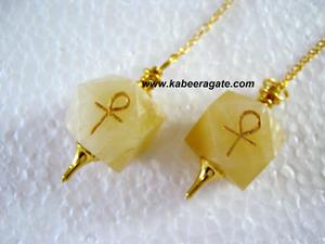 Pendule en gros: pendule de cheville en Aventurine jaune avec montage doré - Product Image 2