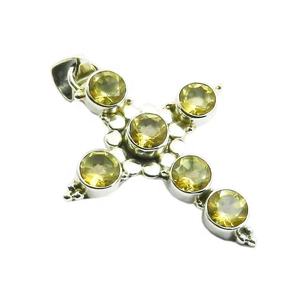 Pierre précieuse de citrine jaune à la mode faite à la main bijoux en argent en gros 925 bijoux fins en argent Sterling pendentifs et breloques - Product Image 1