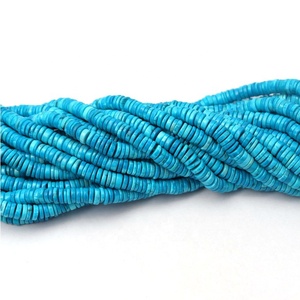 Cuentas lisas de piedras preciosas, forma de neumático turquesa, 4-5mm, hilo de 16 pulgadas, fabricación de joyas - Product Image 1