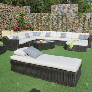 Grand canapé en rotin PE à sections, meubles d'extérieur du Vietnam, livraison gratuite - Product Image 1