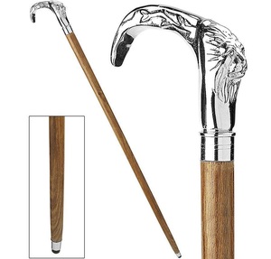 Canne à pêche en laiton massif avec tête de Lion, accessoire Vintage de styliste, en bois marron, CHTEL6090 - Product Image 2