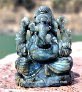 Estatua de Ganesha Tallada a Mano en Labradorita, Escultura Budista Religiosa, Piedra Preciosa Natural, Gemas Rudra Grabadas EN;10122740 India - Product Image 1