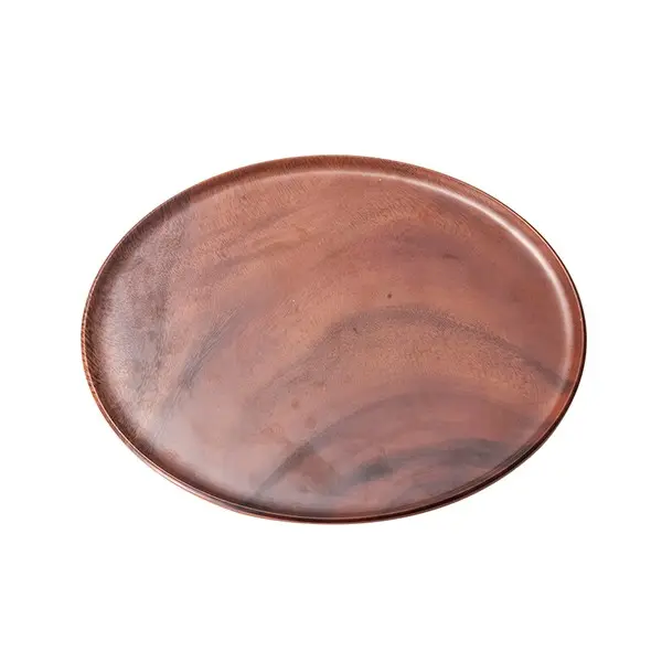 High Quality Wood Design 11" Round Thick Flat Serving Dish Hot Selling Melamine Dinner Plate