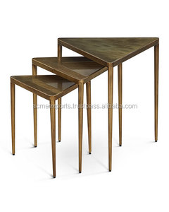 Ensemble de 3 table basse style contemporain, Table à thé en acier inoxydable - Product Image 2