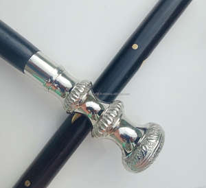 Bastón de estilo victoriano bastón de madera Vintage hecho a mano latón macizo mango de níquel hombres y mujeres 36 ''palo - Product Image 1