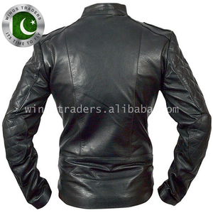 Chaqueta clásica de cuero para motorista, chaqueta de carreras para invierno, color negro - Product Image 3