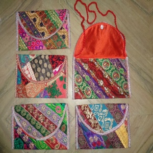 Nouveau fait à la main multicolore Patchwork coton Designer chaîne pochette sacs à main longue RFID fermeture à glissière fournisseur en gros de l'Inde - Product Image 2