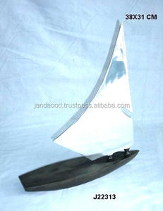 High Quality Aluminium Boat Replica With Mirror Polish and Base in Color <b>Nautical</b> Home <b>Decoration</b> Metal Boat Replica - Product Image 3