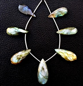High Quality Natural Blue Fire <b>Labradorite</b> Gemstone Faceted Pear Shape Briolette Beads Jewelry Manufracture - Product Image 2