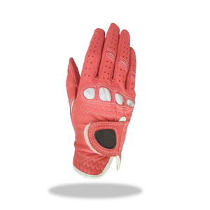 ถุงมือกอล์ฟหนังแท้ไลคร่าสีแดงและขาวจากอินโดนีเซีย - Product Image 1