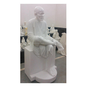 Belle sculpture en marbre de Makrana représentant le Seigneur Shri Shirdi Sai Baba en position assise, nouveau design de sculptures en marbre - Product Image 1