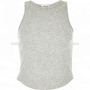 Camiseta sin mangas de punto transpirable informal para mujer, top corto deportivo - Product Image 1