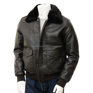 Isonz-chaqueta de cuero para hombre, Cazadora Bomber de cuero negro, zona de cuero - Product Image 1