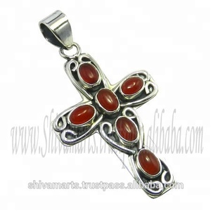 Best Collection Natural Garnet Gemstone <b>Cross</b> Pendant for Women & Men 925 Silver Fine Jewelry Pendants & <b>Charms</b> - Product Image 2