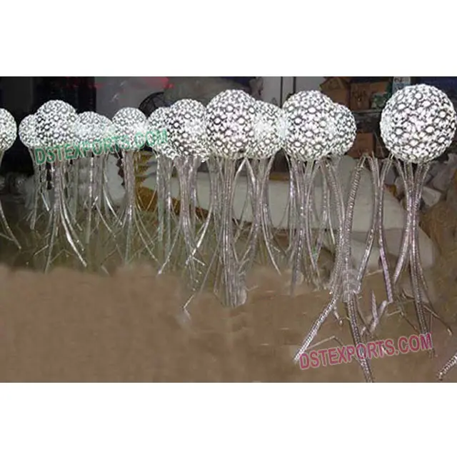 Bolas de cristal de boda de estilo indio, bolas de cristal plateadas para decoración de boda, nuevo diseño