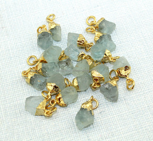 Conector de Piedra Natural de Aguamarina en Bruto, Colgante de Gema sin Cortar, Suministro de Conectores para Fabricación de Joyería con Piedras de Nacimiento - Product Image 2