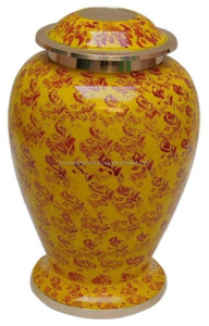 Urna Funeraria de Latón Estilo Americano Verde con Flores Rosas para Adultos, Artículos Funerarios para Cremación Brassworld India FU-128 - Product Image 5