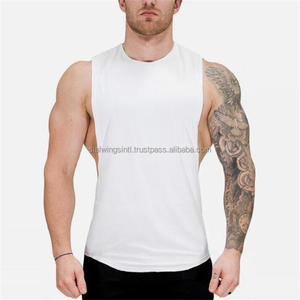 Men's Cotton Spandex Casual Style Tank Top Deep Cut Sleeveless Gym <b>Stringer</b> <b>Vest</b> Custom Fitness Wear Summer Muscle Style Singlet - Product Image 1