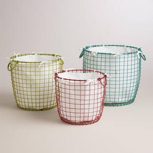 Lot de 3 paniers à linge, panier à linge en fil métallique - Product Image 1