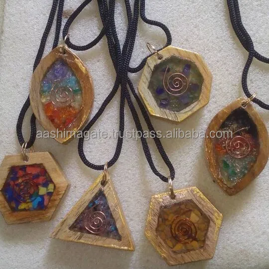 Mặt Dây Chuyền Orgonite Với Vỏ Gỗ: Mặt Dây Chuyền Orgonite Bán Buôn