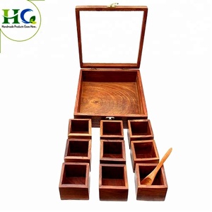 กล่องเกลือเครื่องเทศไม้ธรรมชาติสำหรับเครื่องเทศดีไซน์แบบอินเดียโลโก้ตามสั่ง - Product Image 3