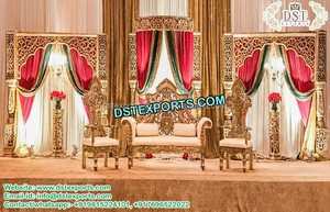 Scène de mariage indo-canadienne, grand décor de scène de mariage anglais, élégant décor de scène de réception avec panneau de porte, Atlanta - Product Image 6