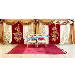Sangeet ผ้าม่านปักลายสำหรับติดบนเวทีม่านกลางคืนสำหรับมุสลิม mhandi ของตกแต่งฉากหลังงานแต่งแบบอินเดีย - Product Image 1