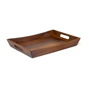 Bulk Wholesale Fornecedor Mango Wood Serving Bandeja com Alça Bandeja Artesanal de Madeira para Servir a Preço de Fábrica Bandeja De Madeira Personalizada