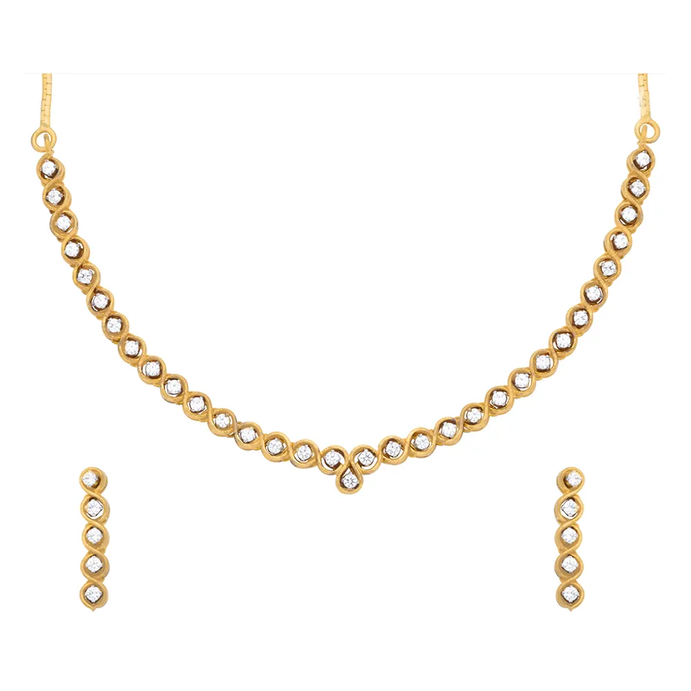18kt Yellow Gold Diamond Necklace Set jóias para mulheres moda jóias brincos moda jóias colares brincos mulheres