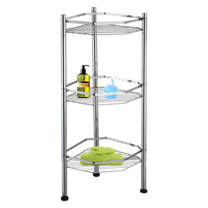 Chrome Finished 3-Tier Hexagon Shape <b>Metal</b> Wire <b>Storage</b> <b>Shelf</b> for Bathroom Organization - Product Image 1