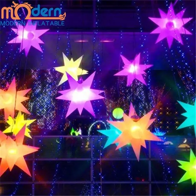 Decoración de fiesta, Estrella inflable colgante, led cambiable