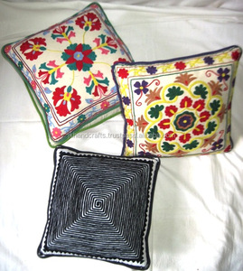Wholesale Indian Hand Embroidered Cotton Suzani Uzbek Work <b>Cushion</b> Cover - Product Image 1