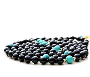 Debe comprar cuentas de oración de Rosario de ónix negro de 8 mm anudadas a mano 108 collar Mala de Yoga para fiestas y regalos piedras preciosas naturales - Product Image 3