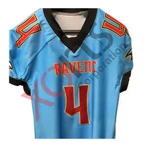 Uniforme de football américain sur mesure de haute qualité respirant grande taille imprimé Technics bleu rouge noir court - Product Image 1