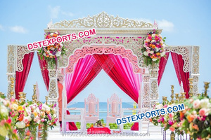 Mandap de mariage doré sculpté à la main en fibre Jali pour la décoration de mariage, sculptures dorées complexes, décoration d'événements WASHINGTON - Product Image 6