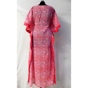 Caftan long pour femmes main bloc imprimé pur coton tenue décontractée à la main Abaya couture artisanat - Product Image 3