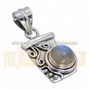 New Design 925 Sterling Silver Rainbow <b>Moonstone</b> Round Gemstone Pendant Fine Jewelry Pendants & Charms - Product Image 2