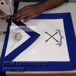 ผ้ากันเปื้อนสำหรับเลขานุการงานปักลายทำมืองานปักลายได้ตามต้องการสีน้ำเงิน - Product Image 3