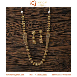 Large Exporter & Manufacturer of Antique Gold Plated Long Mala <b>Necklace</b> <b>Set</b> with <b>Pearls</b> 17086 Gold - Product Image 2