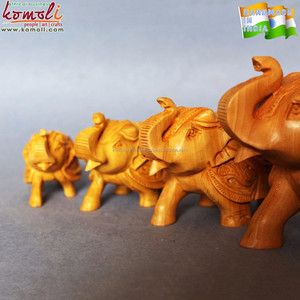 Wooden Hand Carved Indian Elephant <b>Souvenirs</b> Traditional Handicraft Decorative Figurines & Artifacts for Gifting or Decor - Product Image 6