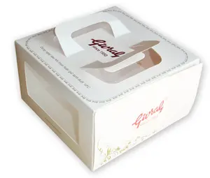 Bunte Wellpappe-Papierkuchen-Verpackungs box mit Griffen BOX0312018 BMP-PAPERBOX Lebensmittel verpackung Akzeptieren Sie das Offset-Kunden logo