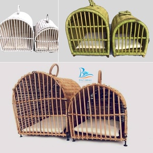 Vietnam Bamboo Rattan Pet Bed Comfortable Cat and Dog House with Button Closure Featuring <b>Animal</b> Pattern - Product Image 5