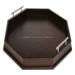 Plateau de service en miroir avec poignée en jute - Product Image 3