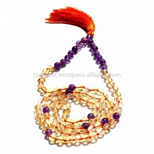 Collar de Cuentas Mala de Estilo Clásico de Moda, 108 Cuentas de 6 mm, Citrino Natural Curativo, Amatista, Borla, Yoga, Espiritual, Fiesta, Regalo Perfecto - Product Image 2