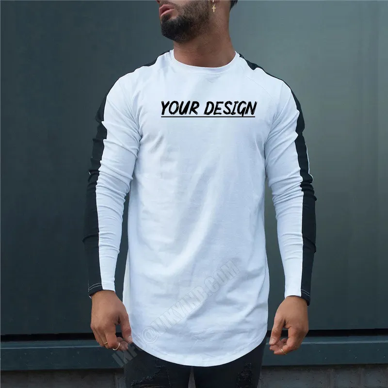 Side Strip Cotton Men's Long Sleeve T Shirt Men Slim Fit Tops Tees 2019 Fashion Autumn and summer Casual T-Shirt