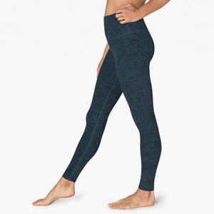 Wholesale Gradient <b>Grey</b> Melange High Waist <b>Leggings</b> for <b>Women</b> Spandex/Polyester Anti-Bacterial Yoga & Gym Fitness Pants - Product Image 4