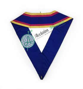 Tablier et col de robe complète Mark Grand Officers avec décoration en dentelle de tissu brodé Badge de marque maçonnique à coudre Reglia - Product Image 5