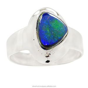 Tendencia 100% anillo de piedras preciosas de amolita Natural para mujer anillo de piedra de plata ajustable corte de pera anillos de joyería de moda para niñas - Product Image 1